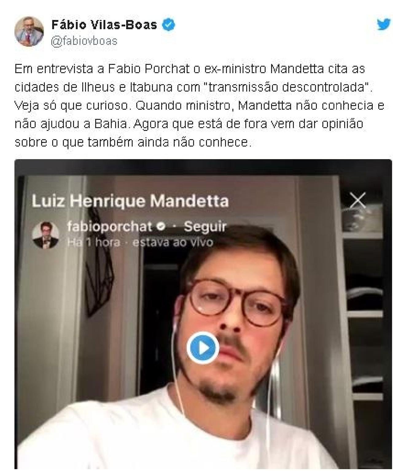 SECRETÁRIO DE SAÚDE REBATE CRÍTICA DE MANDETTA: “NÃO CONHECE A BAHIA” SECRETÁRIO DE SAÚDE REBATE CRÍTICA DE MANDETTA: “NÃO CONHECE A BAHIA”