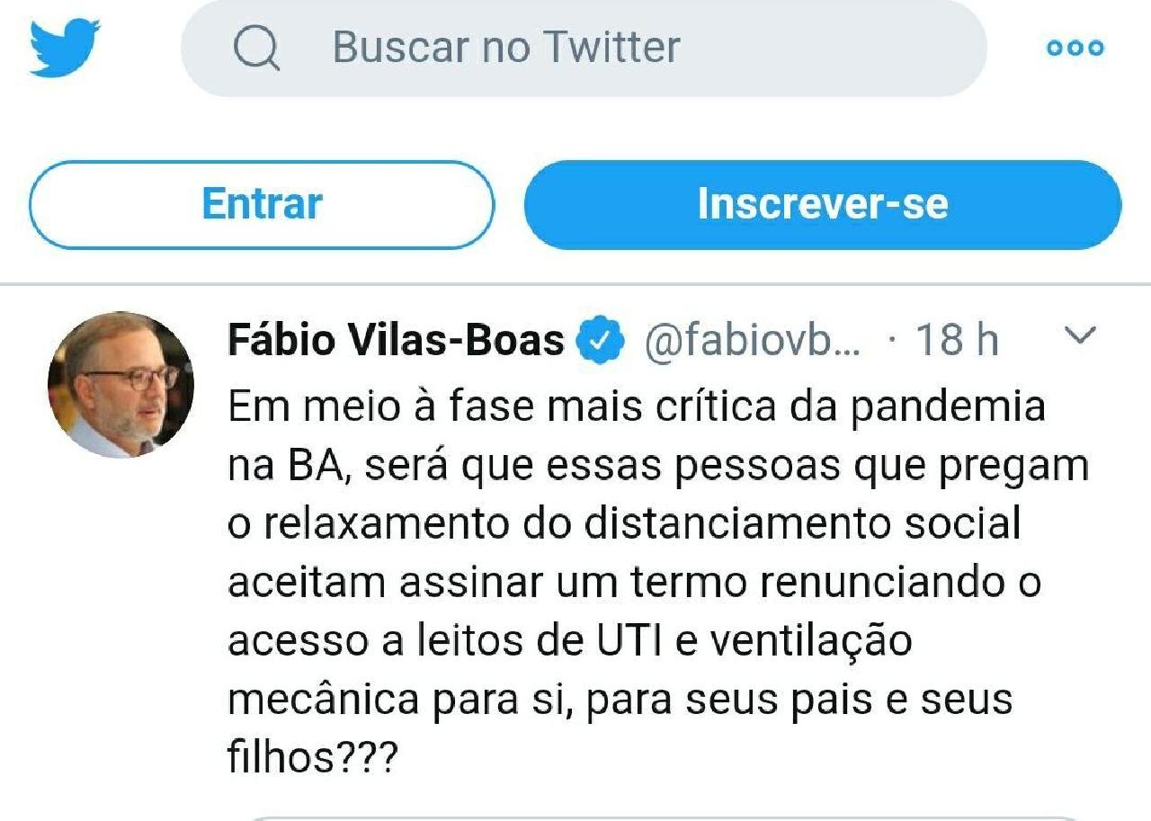 SECRETÁRIO PROPÕE RENÚNCIA A LEITOS DE UTI PARA QUEM É CONTRA ISOLAMENTO SECRETÁRIO PROPÕE RENÚNCIA A LEITOS DE UTI PARA QUEM É CONTRA ISOLAMENTO