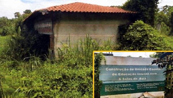 ILHÉUS: ORÇADA EM QUASE R$ 1 MILHÃO, CONSTRUÇÃO DE ESCOLA NO JARDIM SAVÓIA É TOMADA PELO MATO