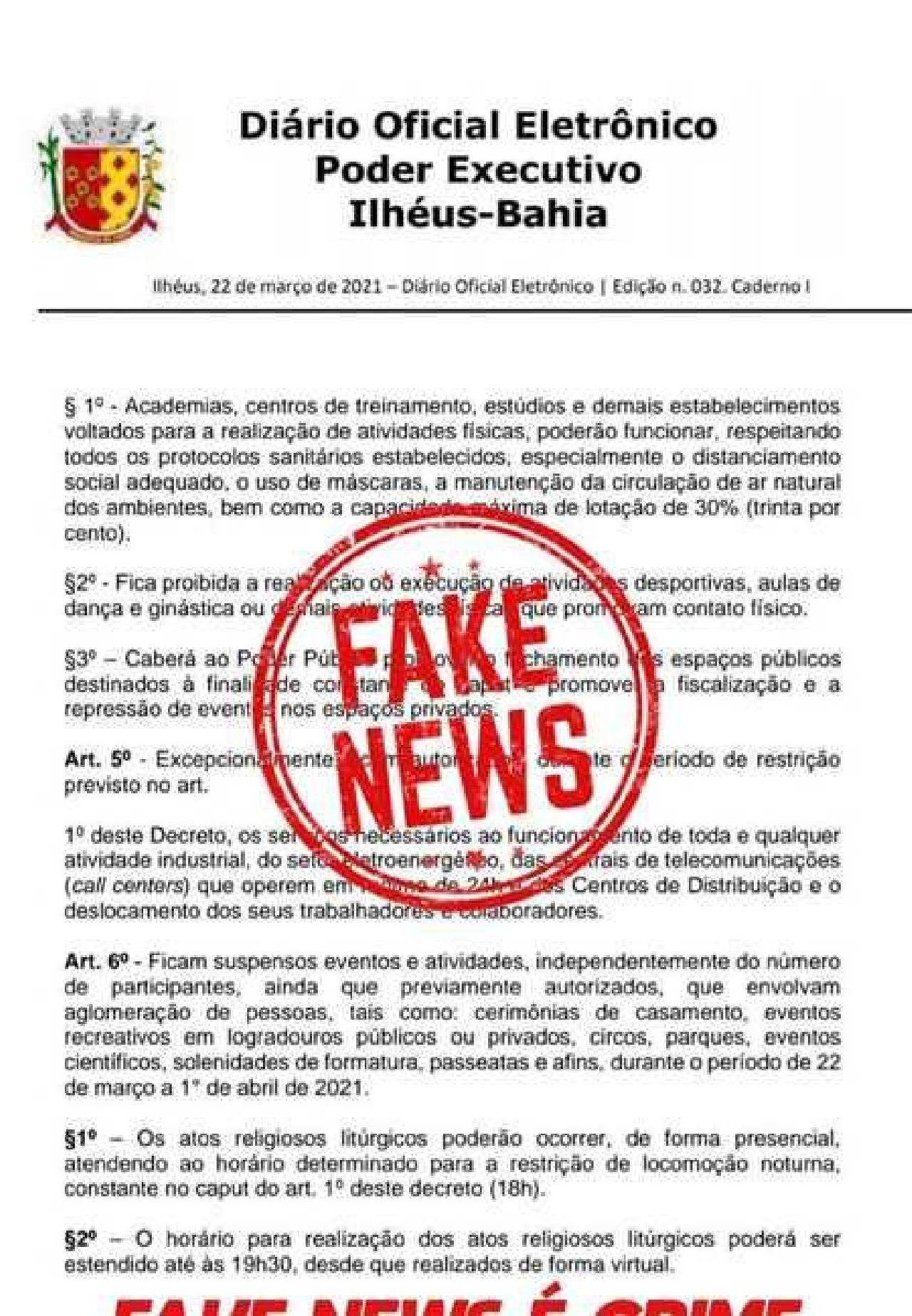 É FAKE! DECRETO QUE AUTORIZA FUNCIONAMENTO DE ACADEMIAS. SETOR CONTINUA COM ATIVIDADES SUSPENSAS É FAKE! DECRETO QUE AUTORIZA FUNCIONAMENTO DE ACADEMIAS. SETOR CONTINUA COM ATIVIDADES SUSPENSAS