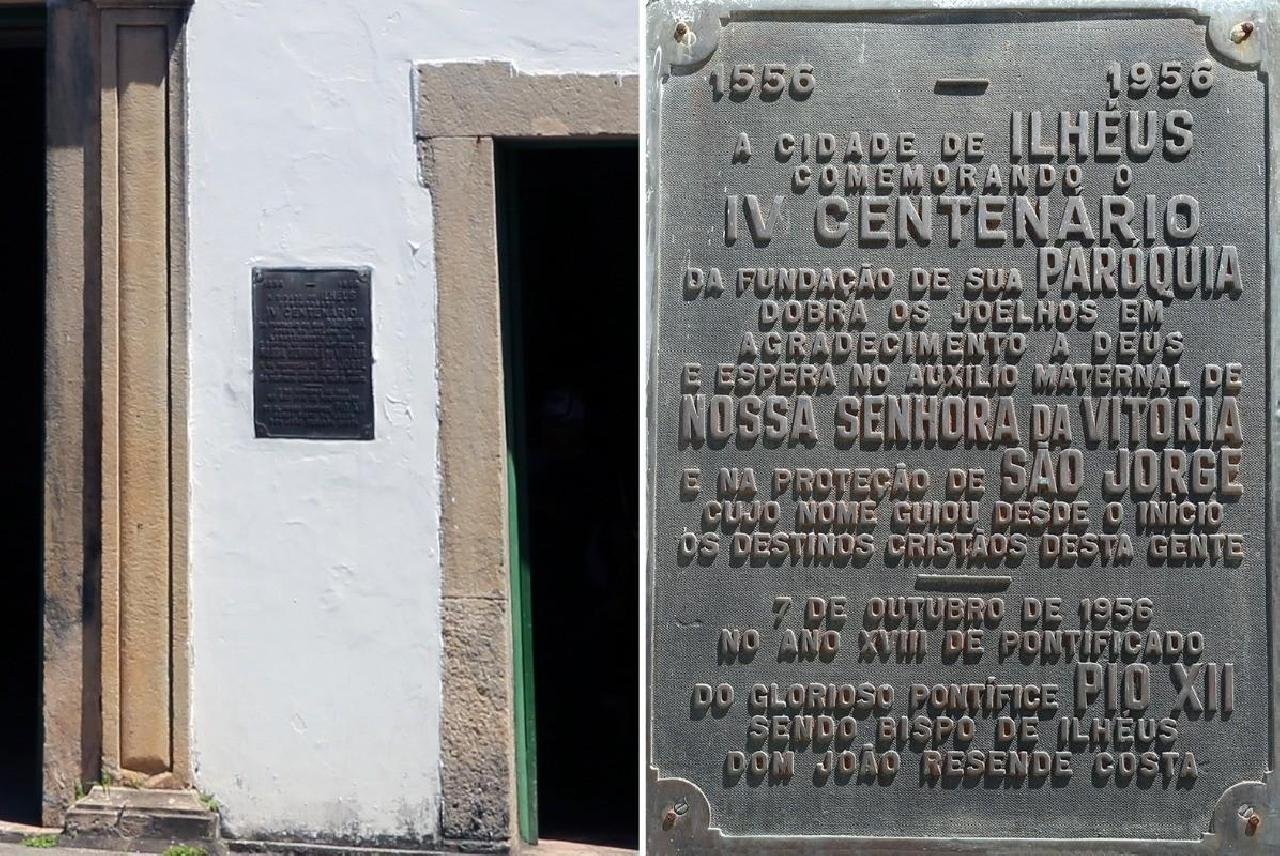 PLACA HISTÓRICA DA PARÓQUIA DE SÃO JORGE É ROUBADA EM ILHÉUS