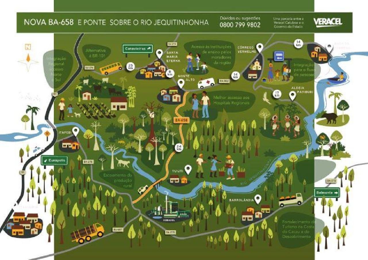 VERACEL DIVULGA MAPA DA BA-658 ILUSTRANDO OS BENEFÍCIOS DA NOVA ESTRADA PARA A COMUNIDADE VERACEL DIVULGA MAPA DA BA-658 ILUSTRANDO OS BENEFÍCIOS DA NOVA ESTRADA PARA A COMUNIDADE