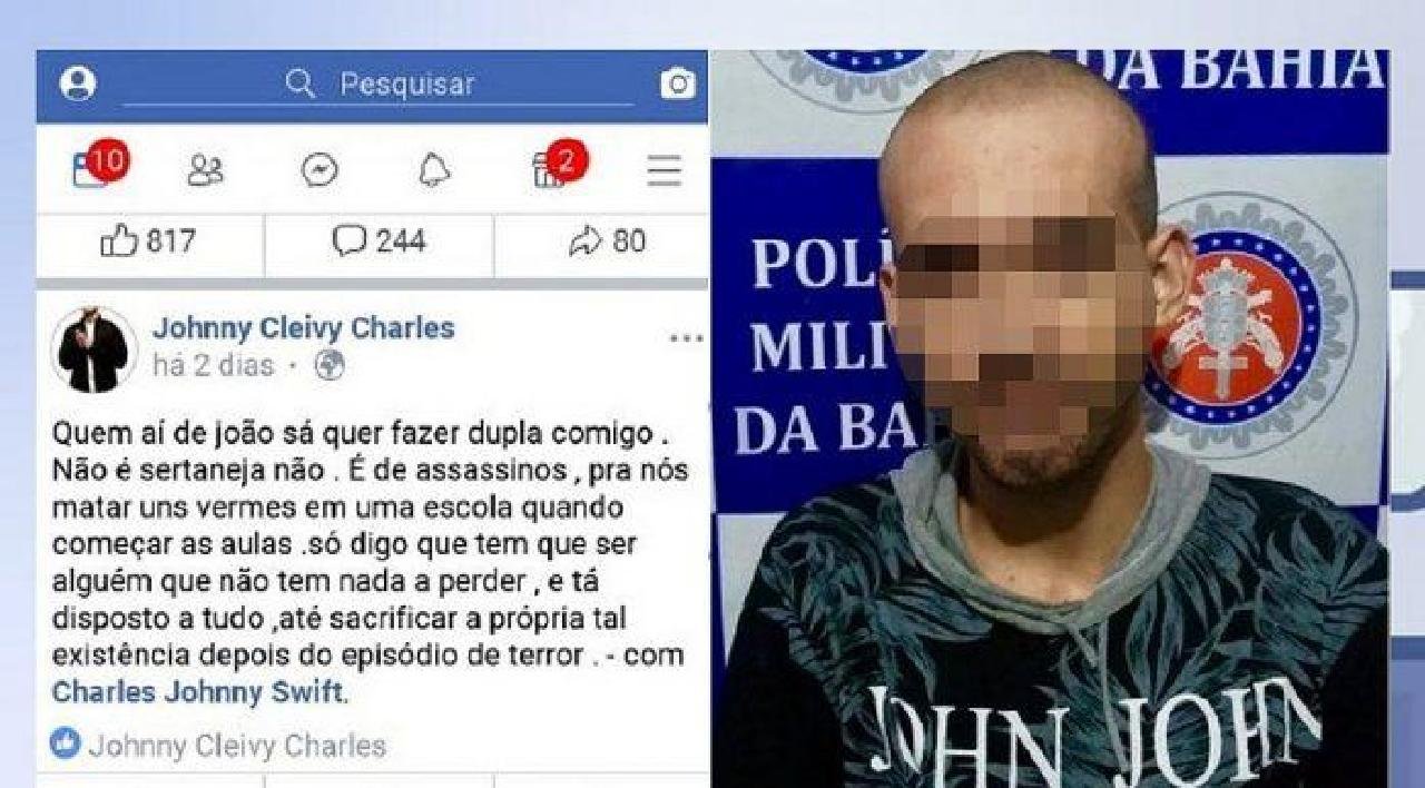 HOMEM É PRESO NA BAHIA APÓS CONVOCAR ATENTADO A ESCOLA EM REDE SOCIAL HOMEM É PRESO NA BAHIA APÓS CONVOCAR ATENTADO A ESCOLA EM REDE SOCIAL