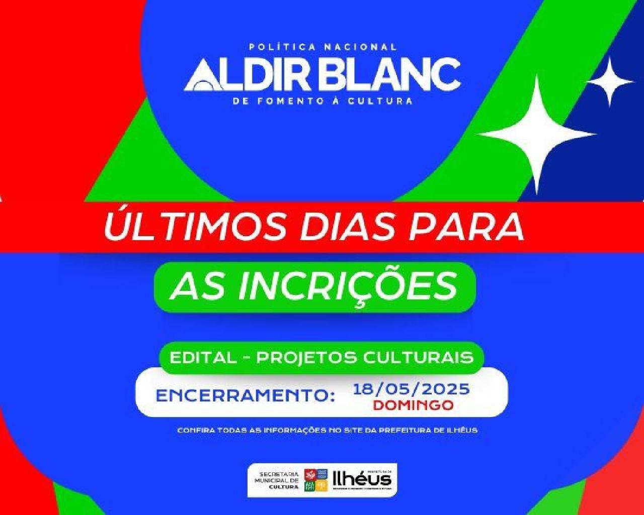 TERMINAM NESTE DOMINGO (18) AS NSCRIÇÕES DO EDITAL DE CULTURA DA PNAB EM ILHÉUS TERMINAM NESTE DOMINGO (18) AS NSCRIÇÕES DO EDITAL DE CULTURA DA PNAB EM ILHÉUS