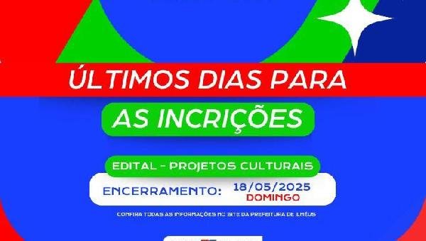 TERMINAM NESTE DOMINGO (18) AS NSCRIÇÕES DO EDITAL DE CULTURA DA PNAB EM ILHÉUS