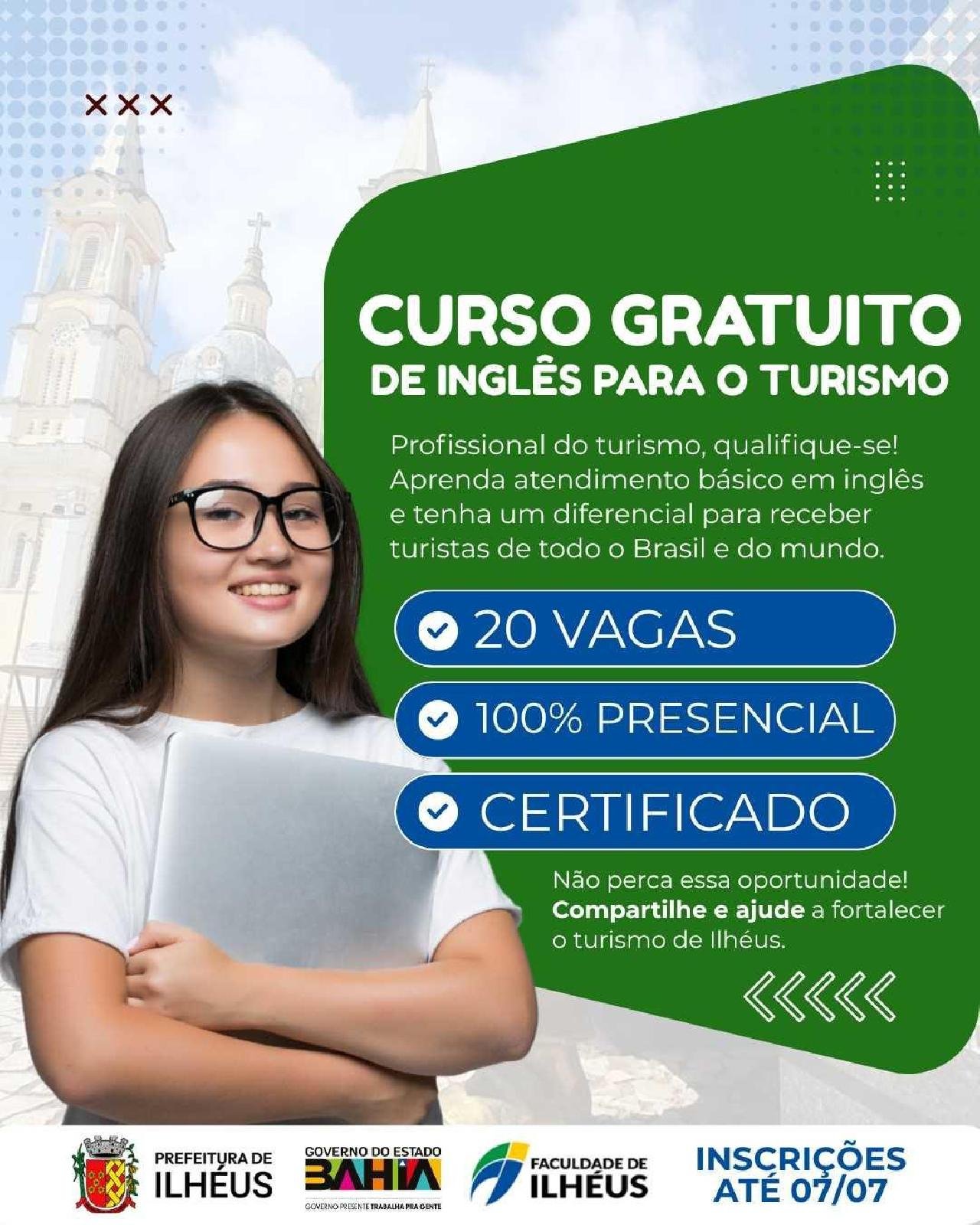 ESTAO ABERTAS AS INSCRIÇÕES PARA O CURSO GRATUITO DE INGLÊS VOLTADO AO ATENDIMENTO DE TURISTAS EM ILHÉUS