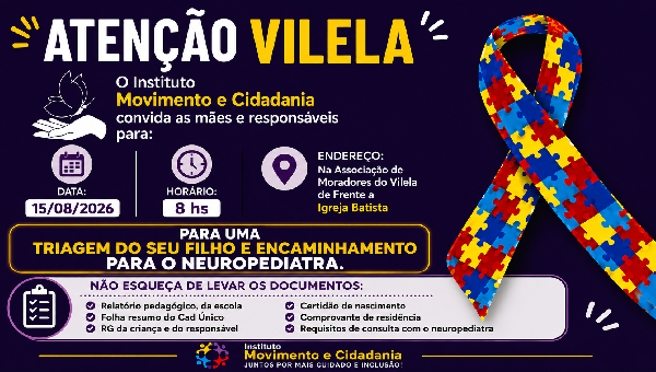 AÇÃO NO TEOTÔNIO VILELA VAI FAZER TRIAGEM DE CRIANÇAS PARA CONSULTA COM NEUROPEDIATRA