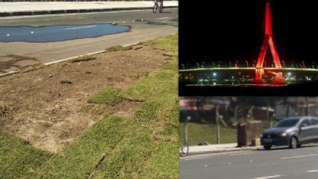 PONTE JORGE AMADO TEM GRAMA FURTADA E ENTULHO ABANDONADO NA PISTA