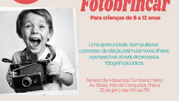 OFICINA DE FOTOGRAFIA GRATUITA PARA CRIANÇAS NO BAIRRO CONQUISTA