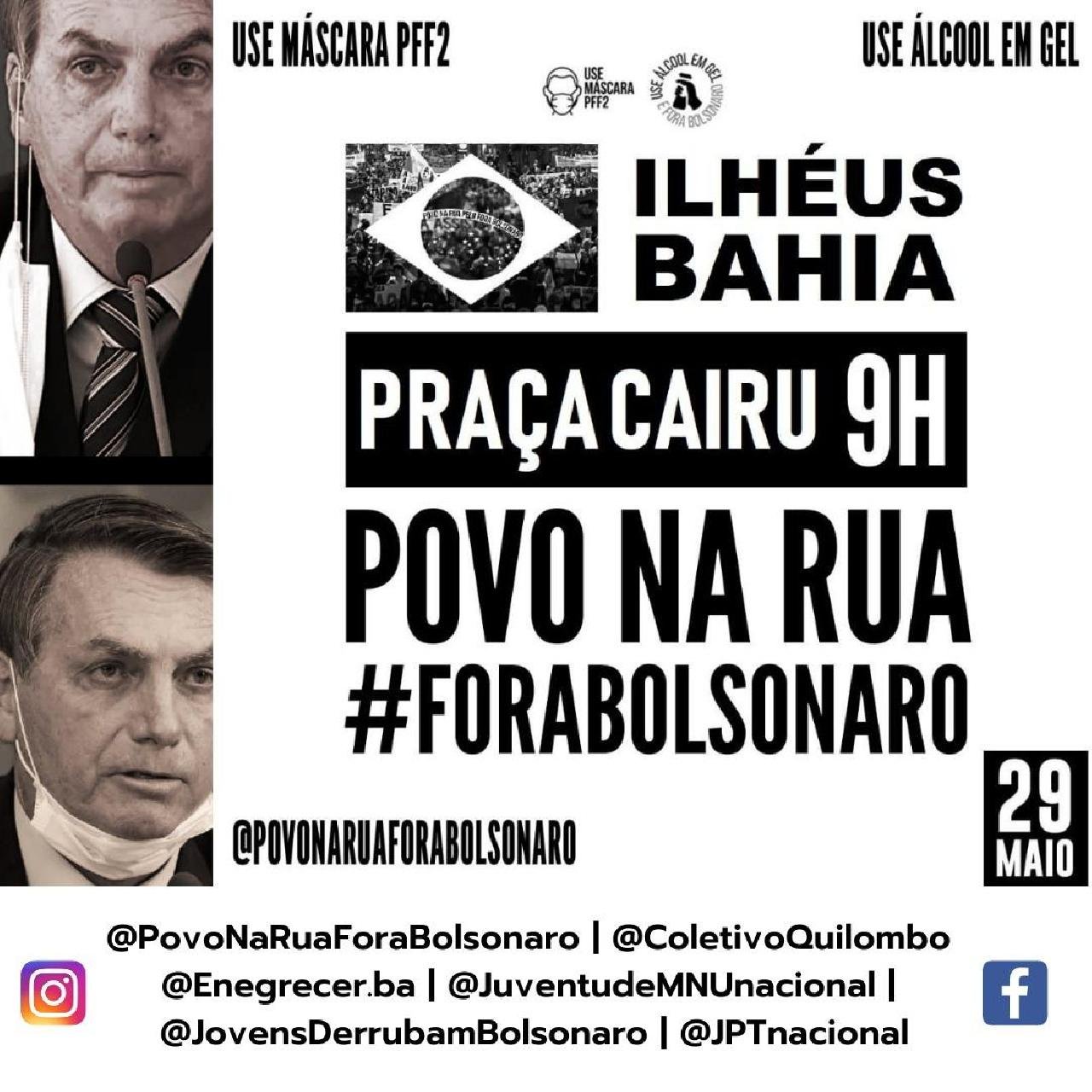 ILHÉUS: COMITÊ JOVENS DERRUBA BOLSONARO CONVOCAM ATO NA PRAÇA CAIRÚ ILHÉUS: COMITÊ JOVENS DERRUBA BOLSONARO CONVOCAM ATO NA PRAÇA CAIRÚ