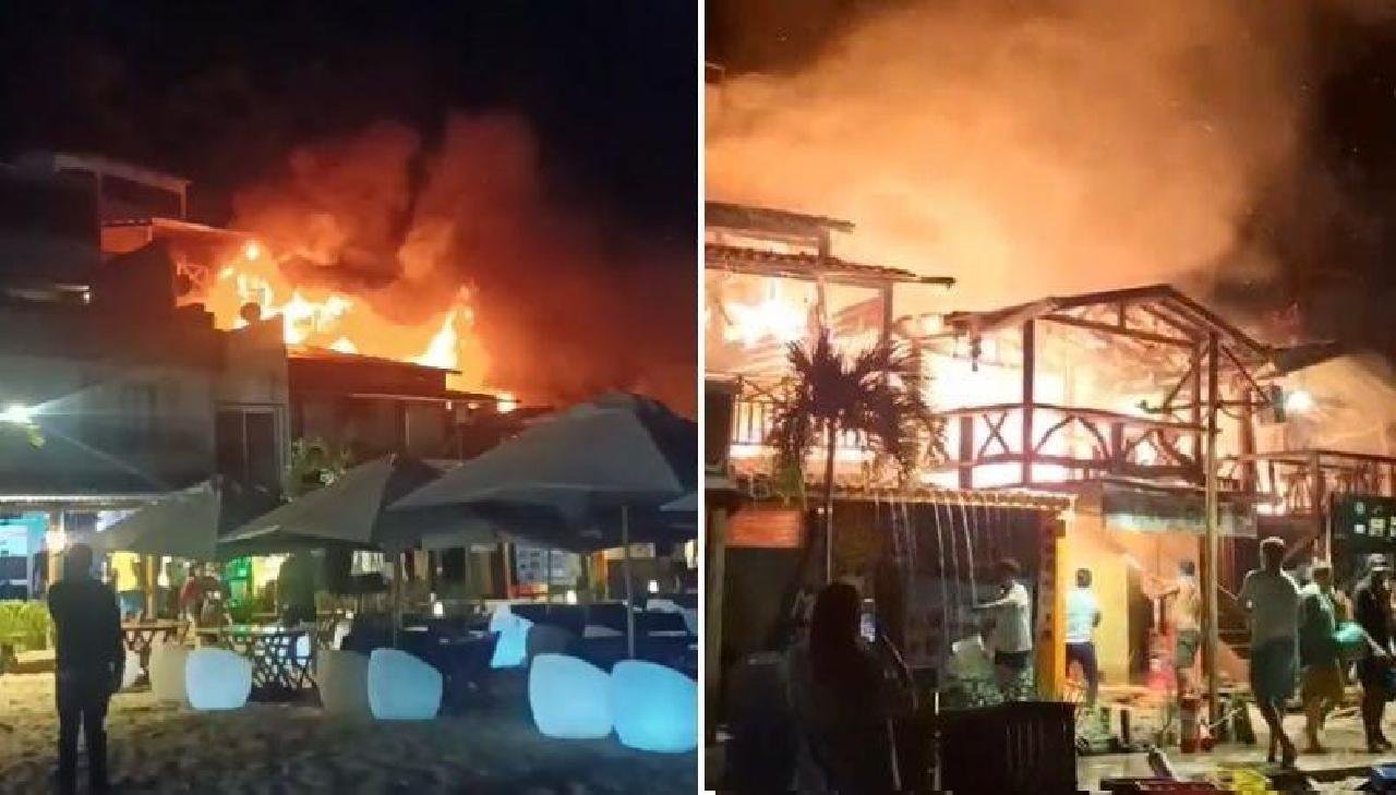 INCÊNDIO DE GRANDES PROPORÇÕES DESTRÓI RESTAURANTES EM MORRO DE SÃO PAULO INCÊNDIO DE GRANDES PROPORÇÕES DESTRÓI RESTAURANTES EM MORRO DE SÃO PAULO