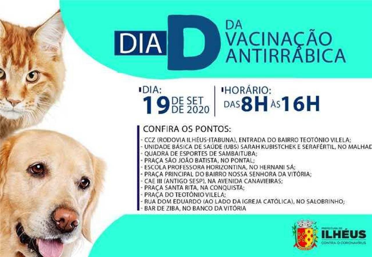 PREFEITURA DE ILHÉUS REALIZA DIA D DE VACINAÇÃO ANTIRRÁBICA NESTE SÁBADO (19) PREFEITURA DE ILHÉUS REALIZA DIA D DE VACINAÇÃO ANTIRRÁBICA NESTE SÁBADO (19)
