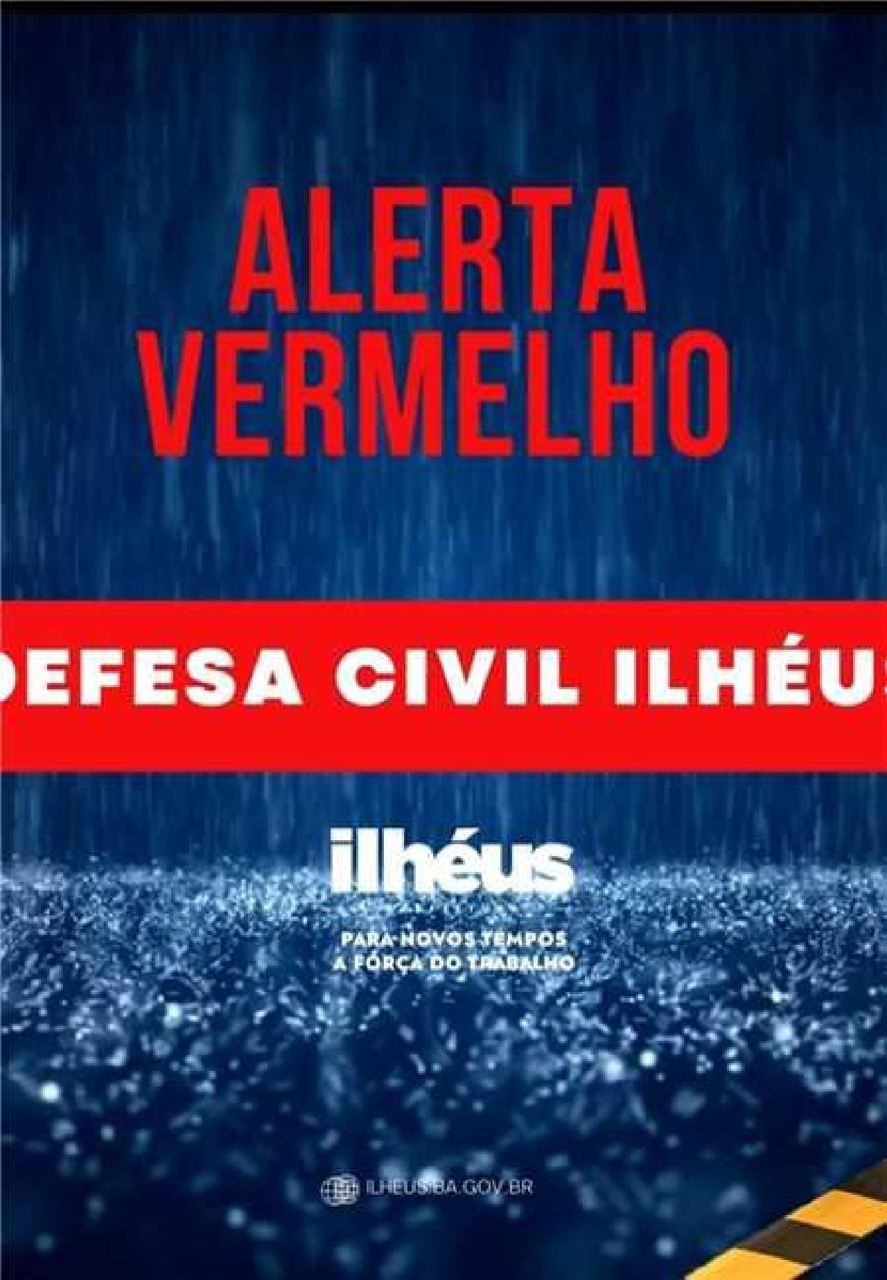 DEFESA CIVIL DE ILHÉUS EMITE ALERTA PARA VOLUME DE CHUVA SUPERIOR A 100 MM DURANTE O FIM DE SEMANA DEFESA CIVIL DE ILHÉUS EMITE ALERTA PARA VOLUME DE CHUVA SUPERIOR A 100 MM DURANTE O FIM DE SEMANA