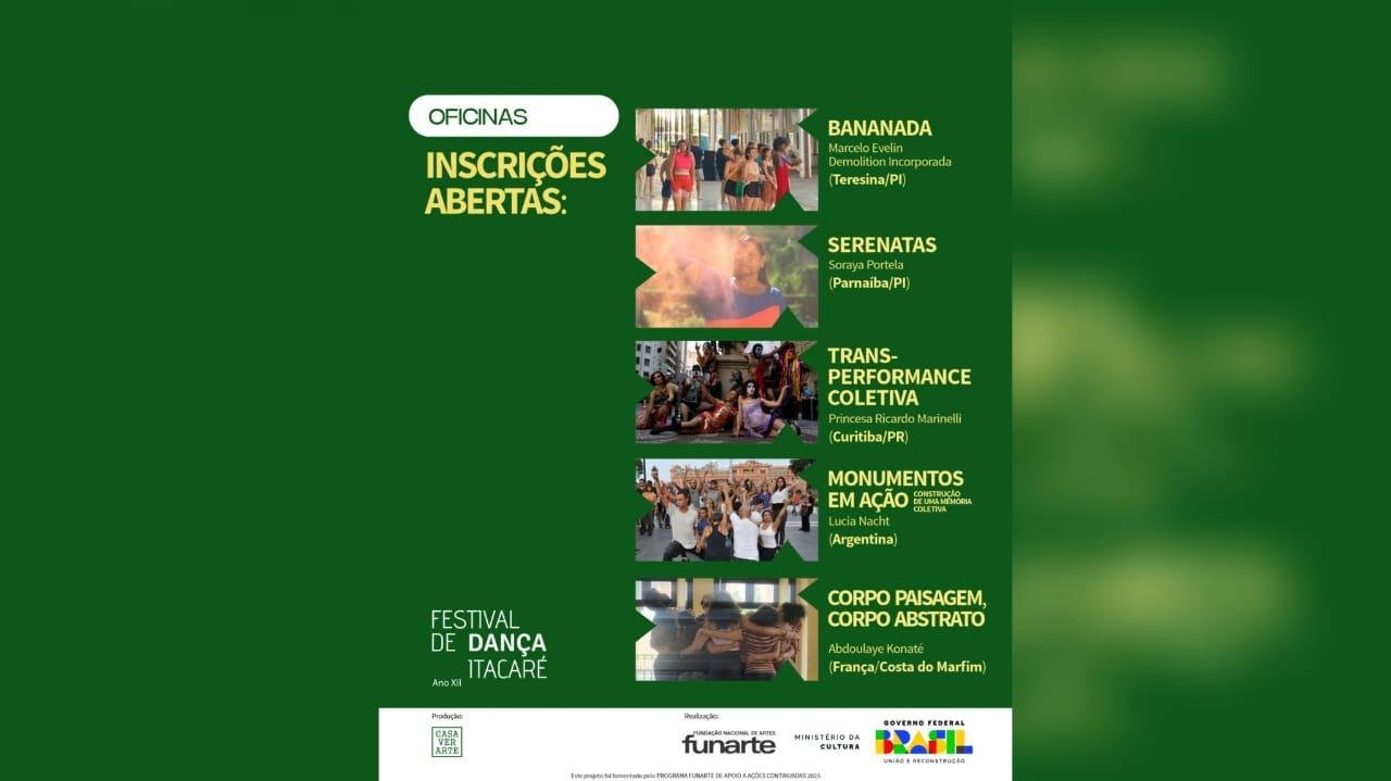 INSCRIÇÕES ABERTAS PARA OFICINAS DO XII FESTIVAL DE DANÇA ITACARÉ INSCRIÇÕES ABERTAS PARA OFICINAS DO XII FESTIVAL DE DANÇA ITACARÉ