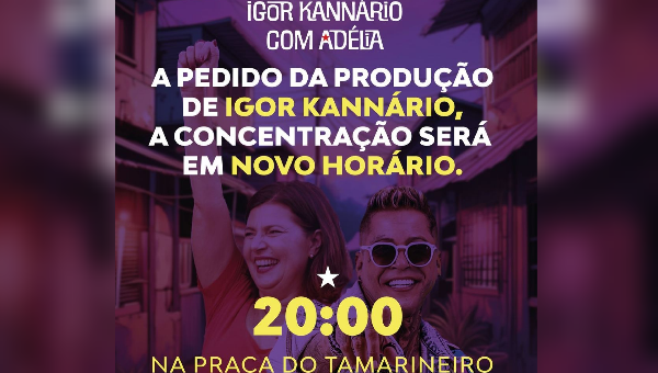 CAMINHADA DE ADÉLIA COM IGOR KANÁRIO SERÁ ÀS 20H, NO MALHADO