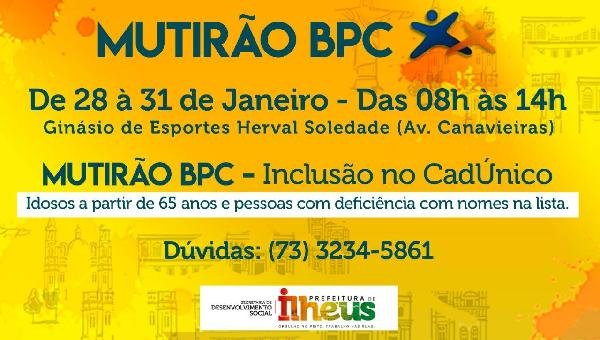 ILHÉUS REALIZA MUTIRÃO DO BPC NESTA TERÇA (28) NO GINÁSIO DE ESPORTES