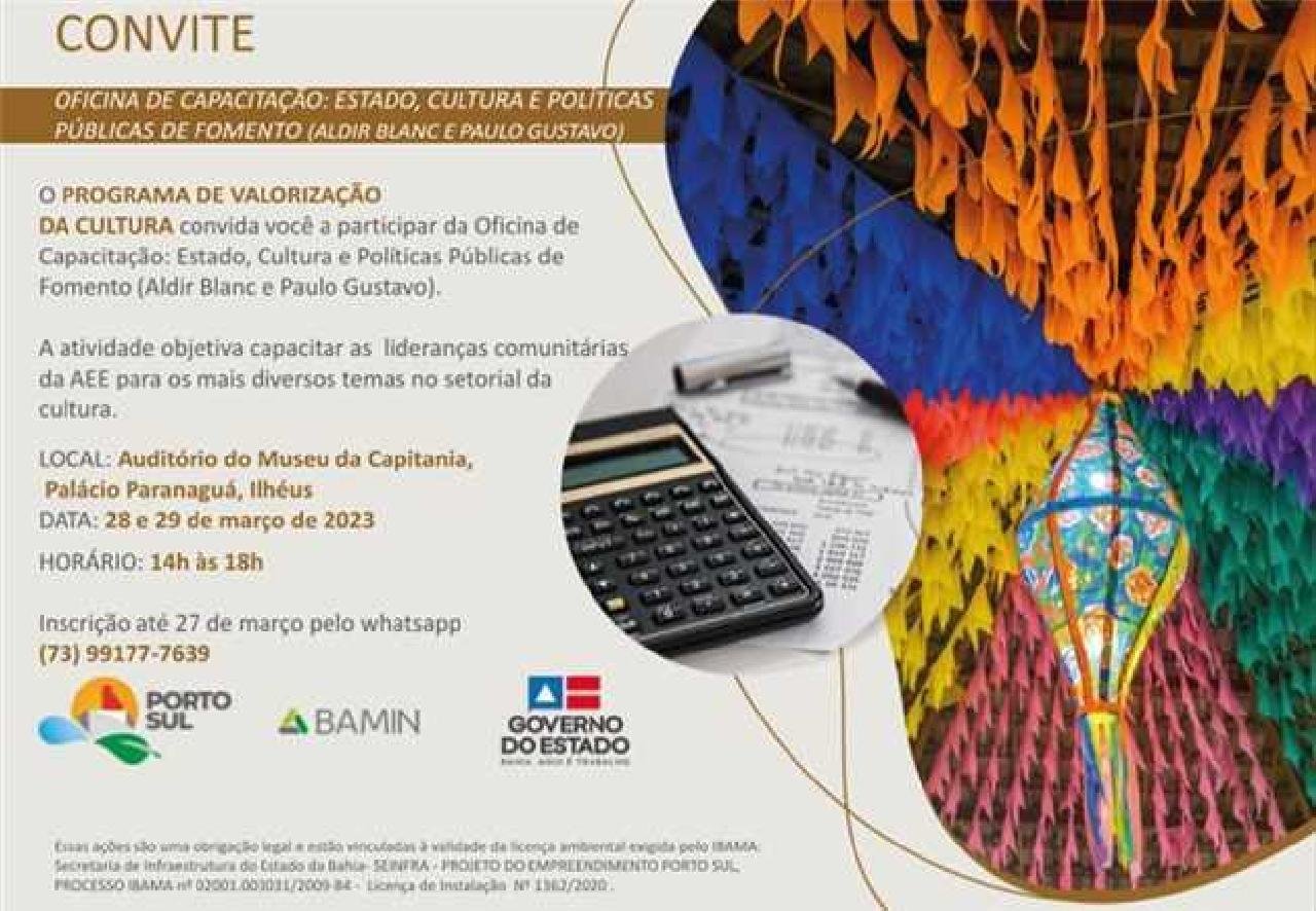 OFICINA CAPACITA LIDERANÇAS COMUNITÁRIOS DE ILHÉUS PARA AS LEIS ALDIR BLANC E PAULO GUSTAVO OFICINA CAPACITA LIDERANÇAS COMUNITÁRIOS DE ILHÉUS PARA AS LEIS ALDIR BLANC E PAULO GUSTAVO