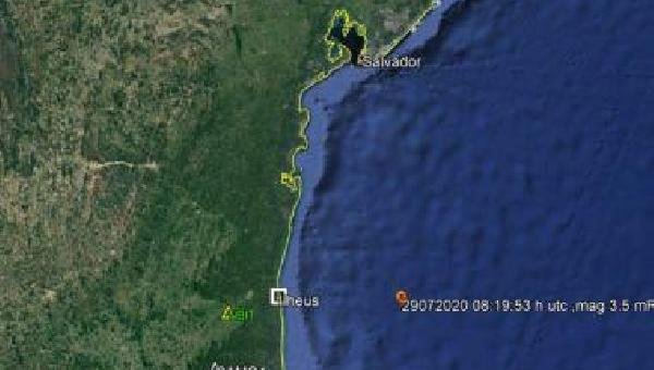 TREMOR DE MAGNITUDE 3,5 É REGISTRADO PRÓXIMO A ILHÉUS