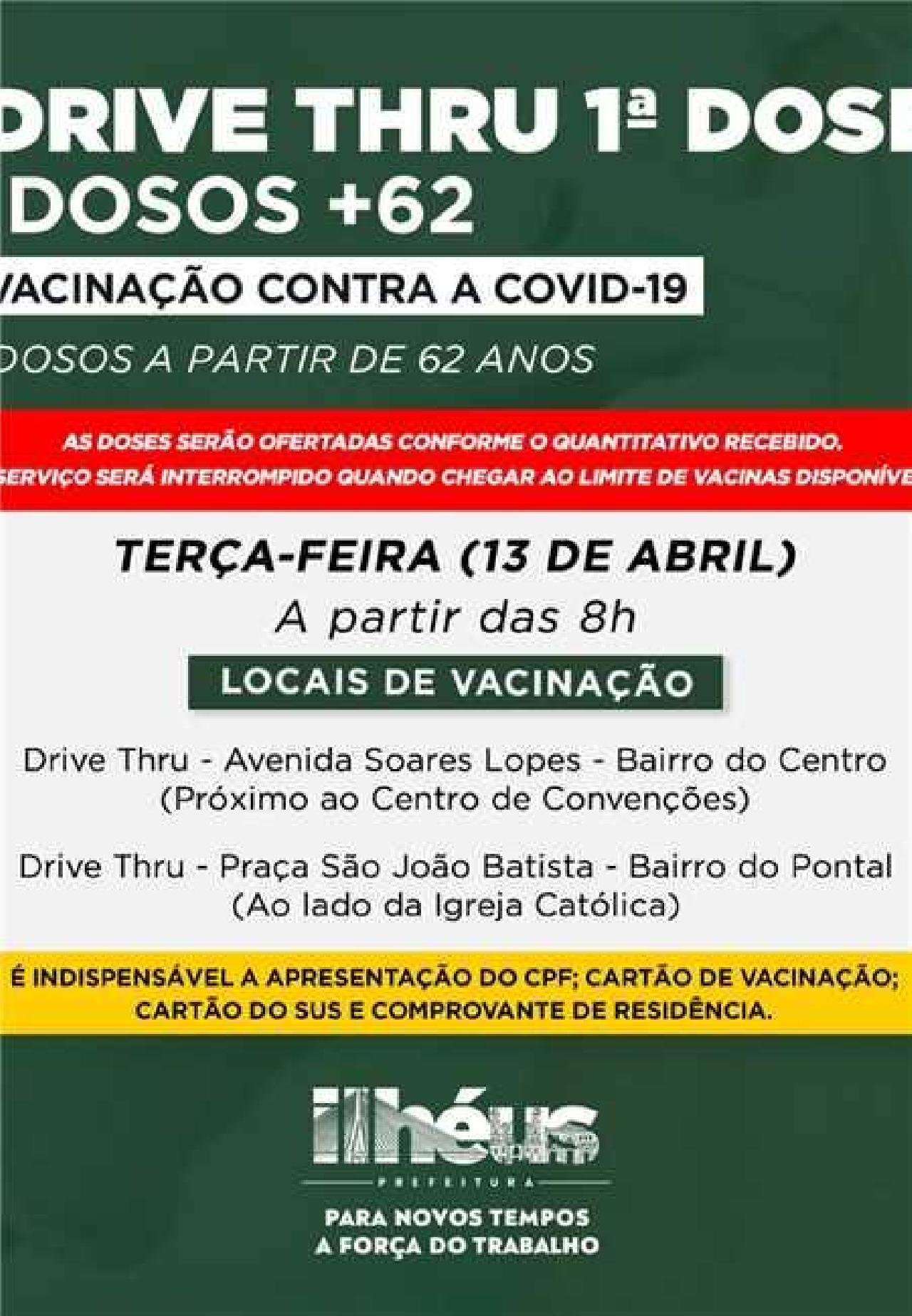ILHÉUS VACINA IDOSOS A PARTIR DE 62 ANOS E APLICA SEGUNDA DOSE DA CORONAVAC ILHÉUS VACINA IDOSOS A PARTIR DE 62 ANOS E APLICA SEGUNDA DOSE DA CORONAVAC
