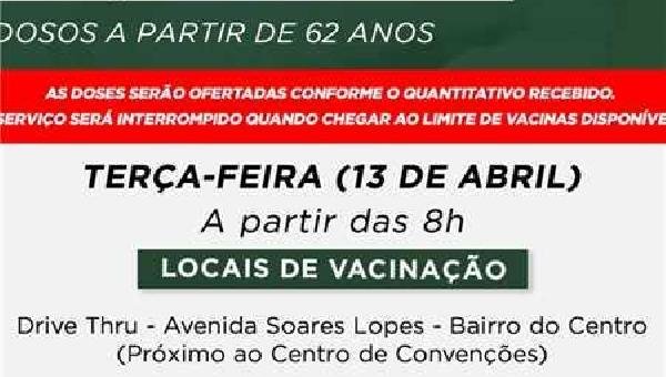 ILHÉUS VACINA IDOSOS A PARTIR DE 62 ANOS E APLICA SEGUNDA DOSE DA CORONAVAC