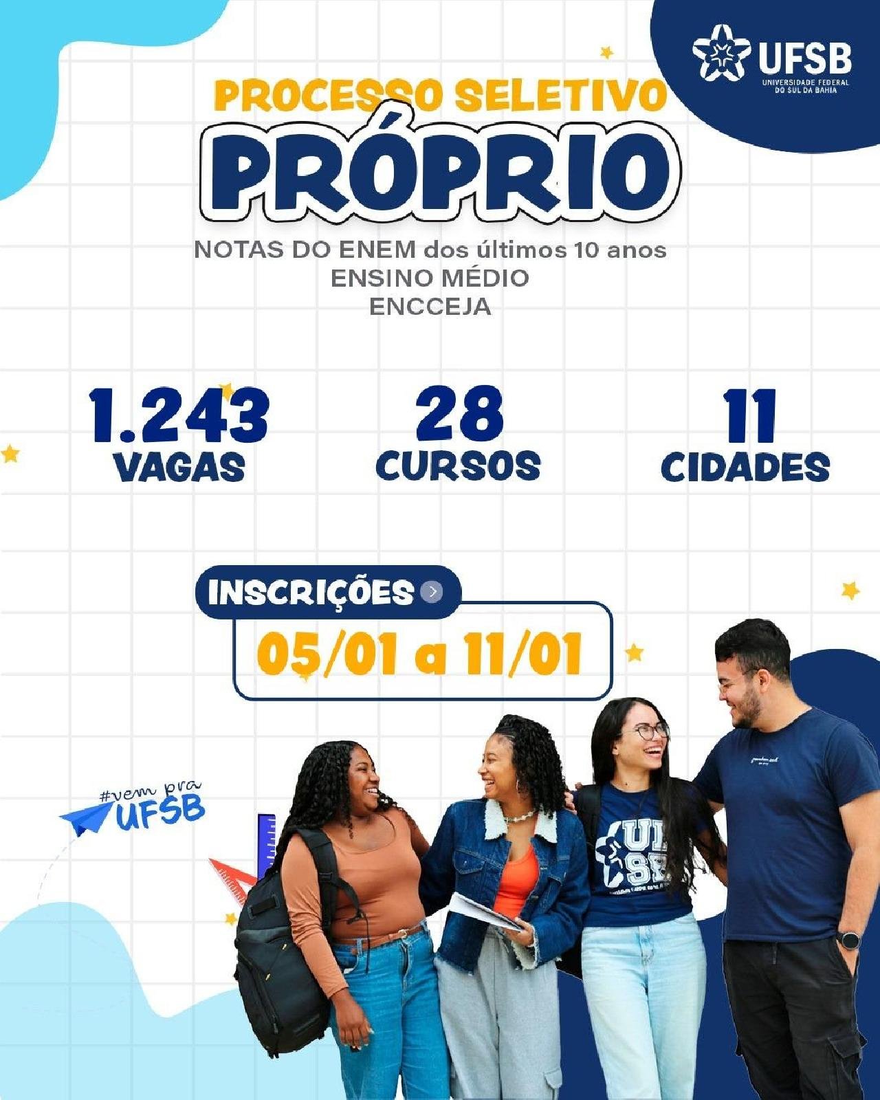 UFSB ABRE INSCRIÇÕES PARA GRADUAÇÃO 2026.1 COM MAIS DE 1.200 VAGAS EM ILHÉUS E OUTROS 10 MUNICÍPIOS