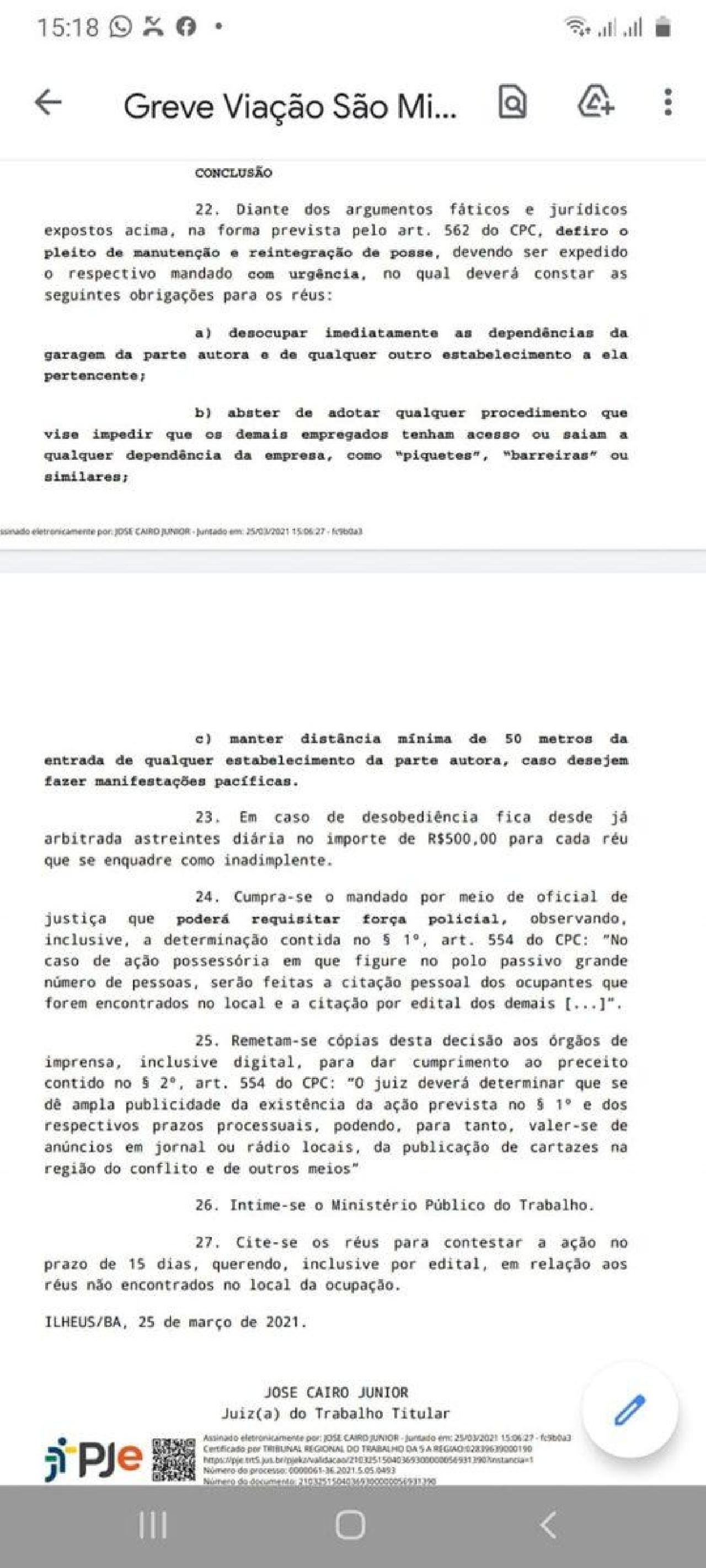 ILHÉUS: JUIZ MANDA FUNCIONÁRIOS LIBERAR CIRCULAÇÃO DOS ÔNIBUS DA EMPRESA SÃO MIGUEL ILHÉUS: JUIZ MANDA FUNCIONÁRIOS LIBERAR CIRCULAÇÃO DOS ÔNIBUS DA EMPRESA SÃO MIGUEL