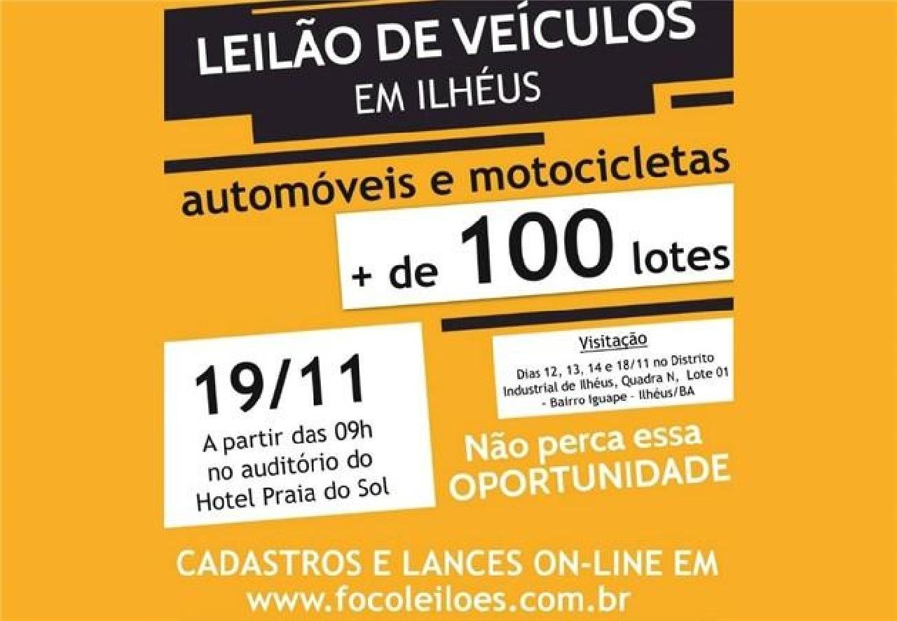 ILHÉUS: CARROS APREENDIDOS SERÃO LEILOADOS NA PRÓXIMA TERÇA ILHÉUS: CARROS APREENDIDOS SERÃO LEILOADOS NA PRÓXIMA TERÇA