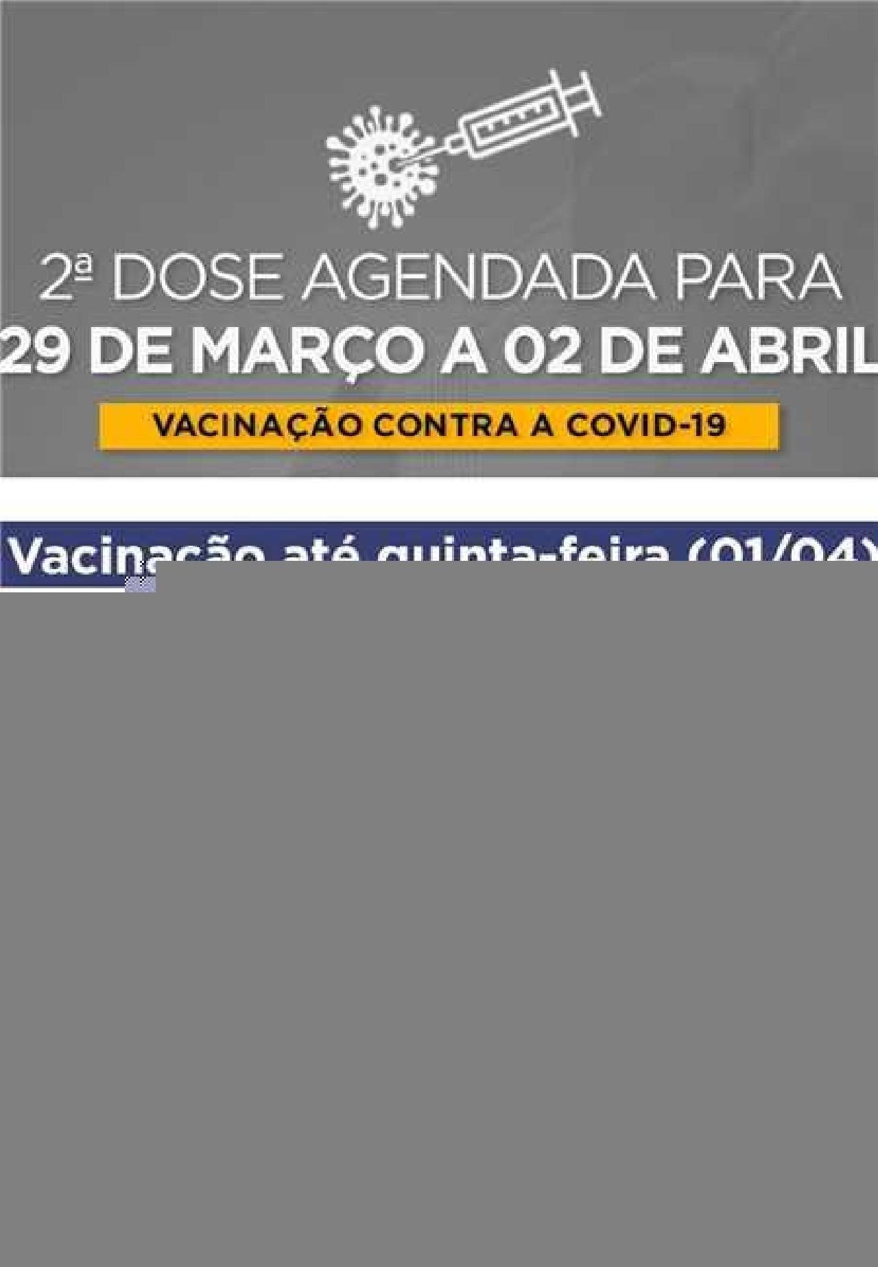 ILHÉUS: SAÚDE CONVOCA PÚBLICO PARA RECEBER 2ª DOSE CONTRA A COVID-19 ILHÉUS: SAÚDE CONVOCA PÚBLICO PARA RECEBER 2ª DOSE CONTRA A COVID-19