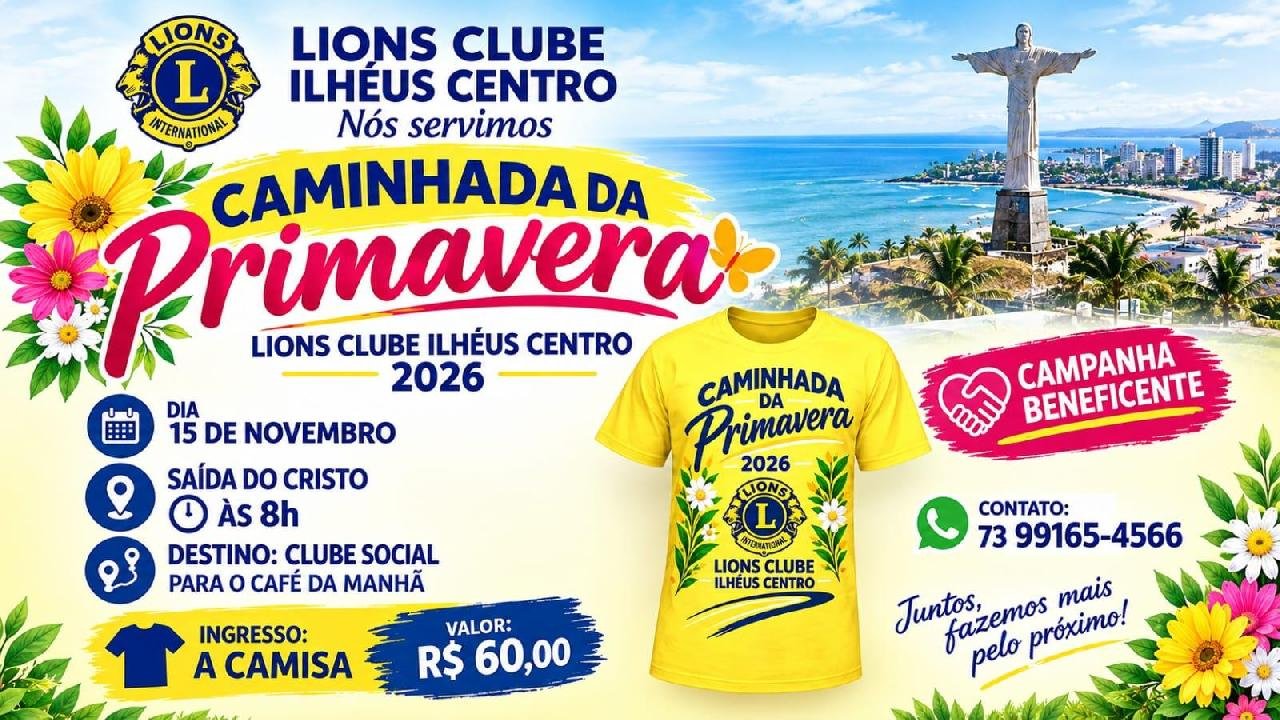 LIONS CLUBE ILHÉUS CENTRO PROMOVE CAMINHADA DA PRIMAVERA EM NOVEMBRO