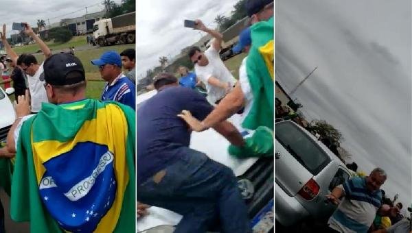 CARRO ATROPELA GRUPO DE MANIFESTANTES DURANTE BLOQUEIO EM RODOVIA DE SP