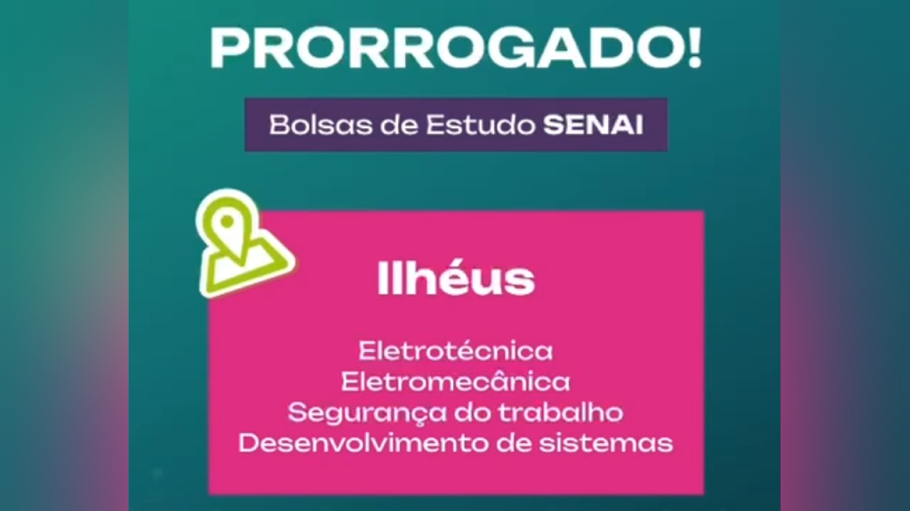 SENAI BAHIA PRORROGA INSCRIÇÕES PARA BOLSAS DE ESTUDO COM NOTA DO ENEM ATÉ 14 DE JANEIRO